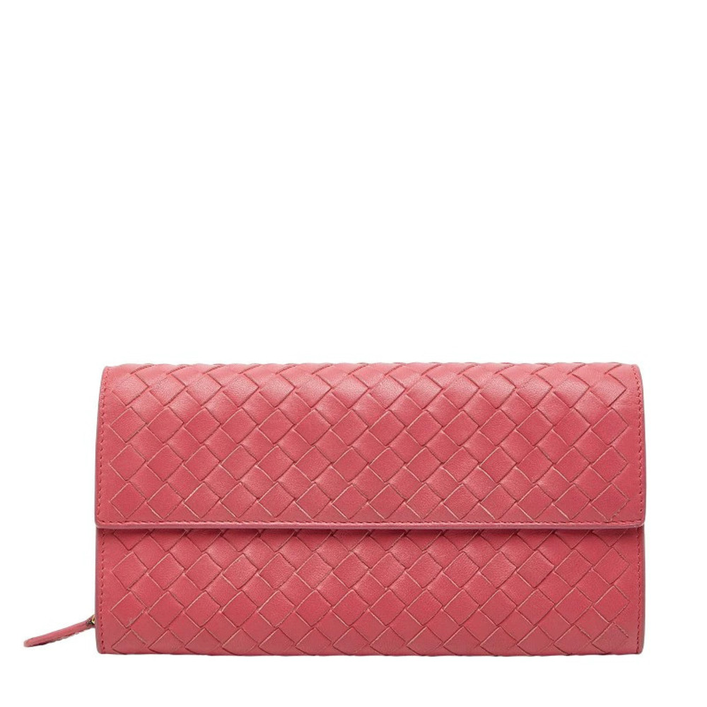 Bottega Veneta Intrecciato Long Wallet Pink Leather Bottega Veneta